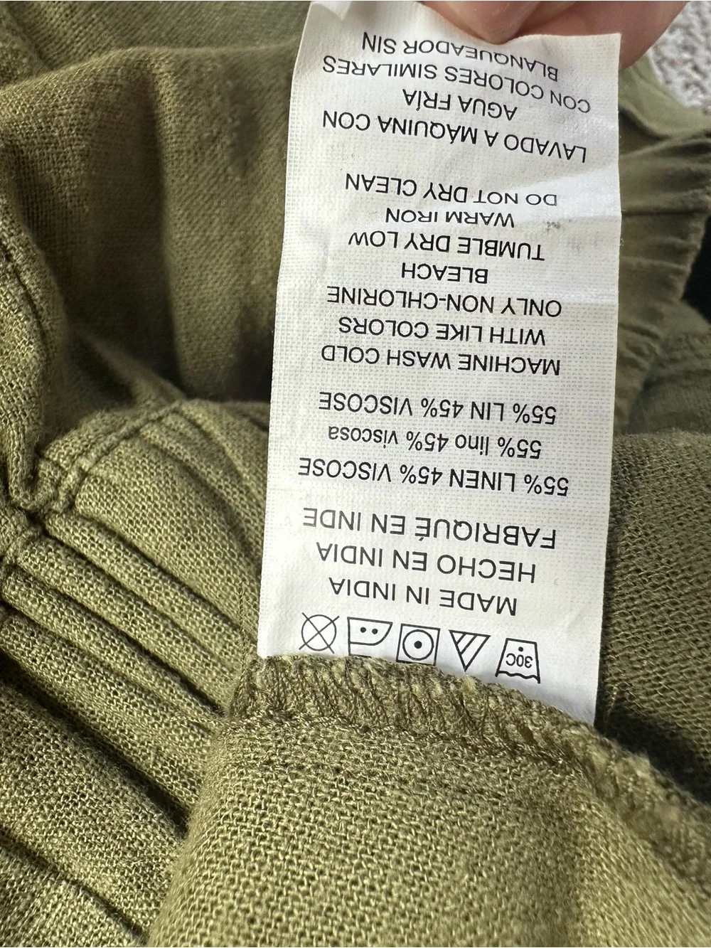 Michael Kors Olive Green Linen Blend Cargo Pants Elastic Waist Size Small